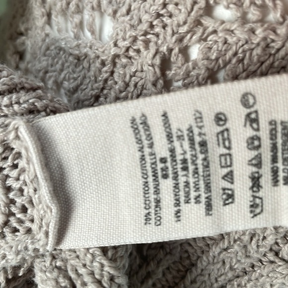 Free People Size Small Tie Back Sweater Ivory Pointelle Bow - Picture 7 of 8